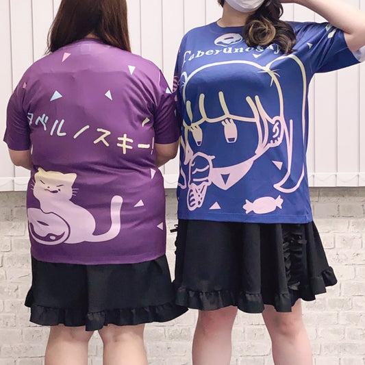 大きいサイズぽっちゃり≪受注生産≫フルグラフィックTシャツ（yum-yum girL）オリジナルイラスト４L着用
