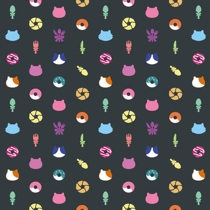 大きいサイズぽっちゃり≪受注生産≫フルグラフィックTシャツ（hungry cats pattern）オリジナルイラスト４L着用