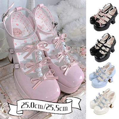 3連リボンの靴パンプス24.5cm~25.5cm