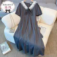 大きいサイズ レディース｜シークレットティアードドットワンピース(3L