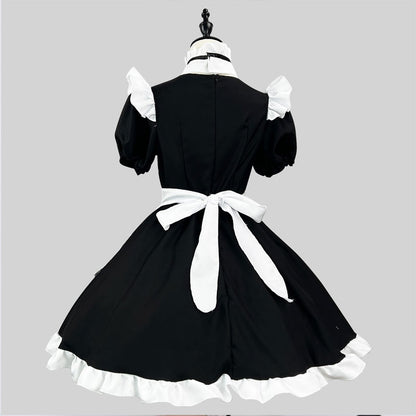大きいサイズレディースネクタイ付きキュートメイド服ワンピース (M/L/2L/3L/4L/5L/6L)/コスプレ/ハロウィン