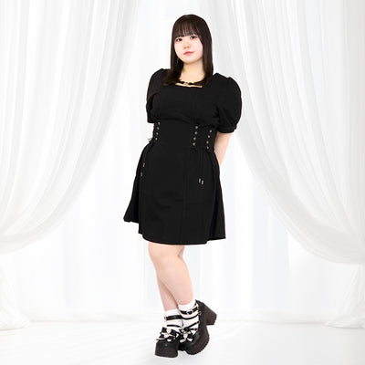 Gothic Lace-Up Buckle Mini Dress (3L/4L/5L) / Taberunosky