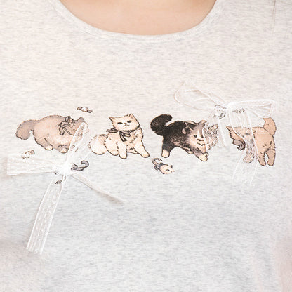 ねこさんの女児風Tシャツ（3L/4L/5L）/Taberunosky（タベルノスキー）