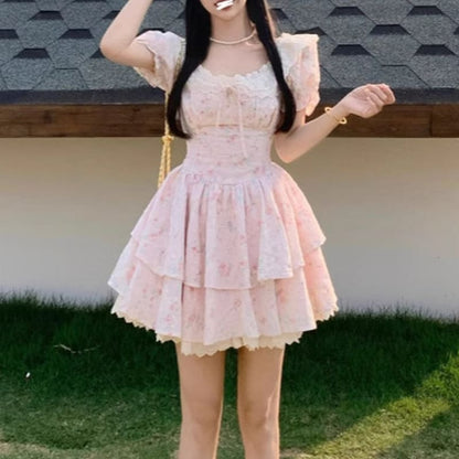 Sweet Bouquet Cotton Flared Mini Dress (L/LL/3L/4L/5L)