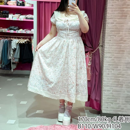 Sweet Bouquet Cotton Flared Long Dress (L/LL/3L/4L/5L)