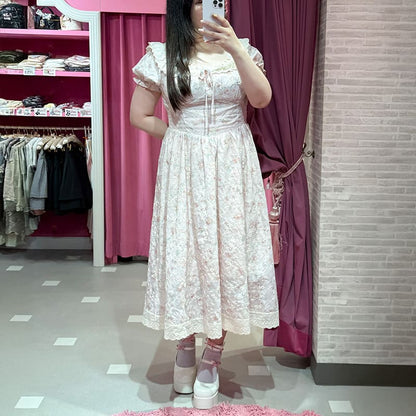Sweet Bouquet Cotton Flared Long Dress (L/LL/3L/4L/5L)