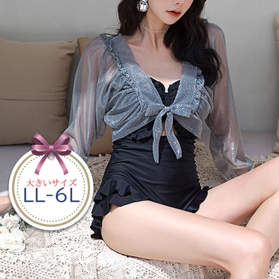 ボレロ付ワンピース水着スイムウェア(2L/3L/4L/5L/6L)