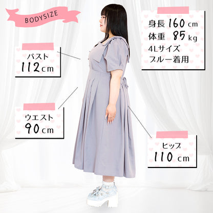 シュガーブルーボンボン・リボンワンピース（3L/4L/5L/6L）/Taberunosky（タベルノスキー）