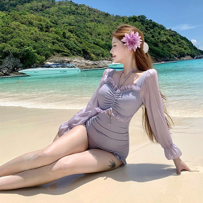 大きいサイズレディースTwinkle Poison（トゥインクル・ポイズン） 大きいサイズ長袖フリル付き水着・スイムウェア(L/LL/3L/4L/5L)