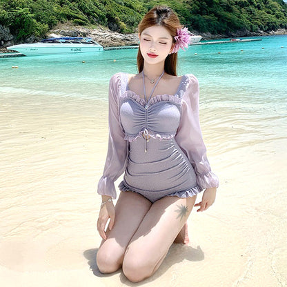大きいサイズレディースTwinkle Poison（トゥインクル・ポイズン） 大きいサイズ長袖フリル付き水着・スイムウェア(L/LL/3L/4L/5L)