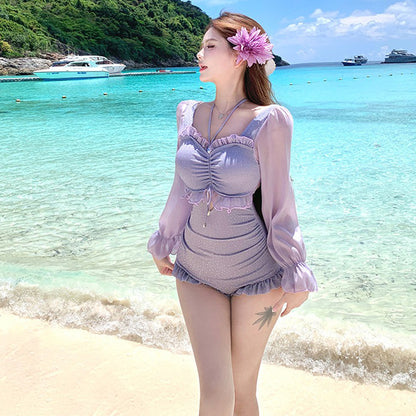 大きいサイズレディースTwinkle Poison（トゥインクル・ポイズン） 大きいサイズ長袖フリル付き水着・スイムウェア(L/LL/3L/4L/5L)