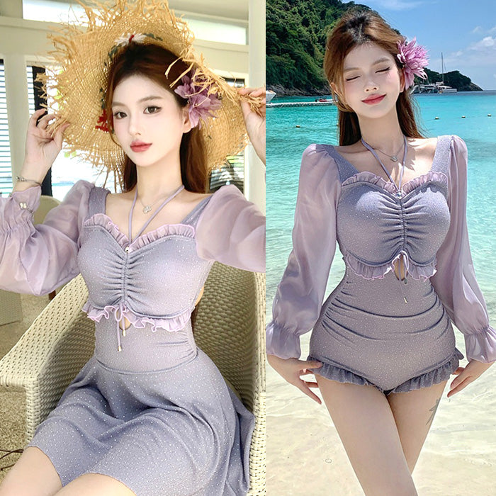 大きいサイズレディースTwinkle Poison（トゥインクル・ポイズン） 大きいサイズ長袖フリル付き水着・スイムウェア(L/LL/3L/4L/5L)