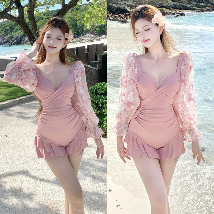 大きいサイズレディースPetal Muse（ペタル・ミューズ）」フラワースリーブフリル水着・スイムウェア(L/LL/3L/4L/5L)