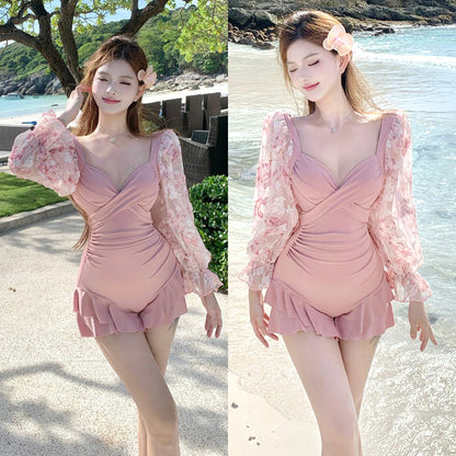 大きいサイズレディースPetal Muse（ペタル・ミューズ）」フラワースリーブフリル水着・スイムウェア(L/LL/3L/4L/5L)
