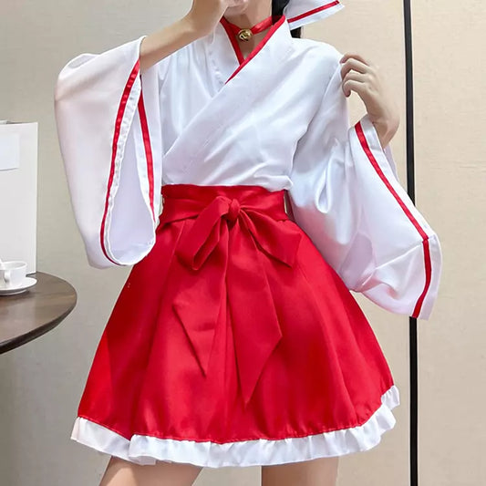 大きいサイズレディース和風お狐巫女さんワンピース (2L/3L/4L/5L/6L)/コスプレ/ハロウィン