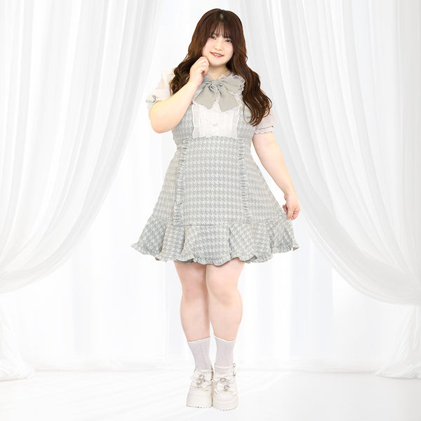 大きいサイズレディースミルキーハウンド・フリルワンピース　グリーン（3L/4L/5L/6L）/Taberunosky（タベルノスキー）