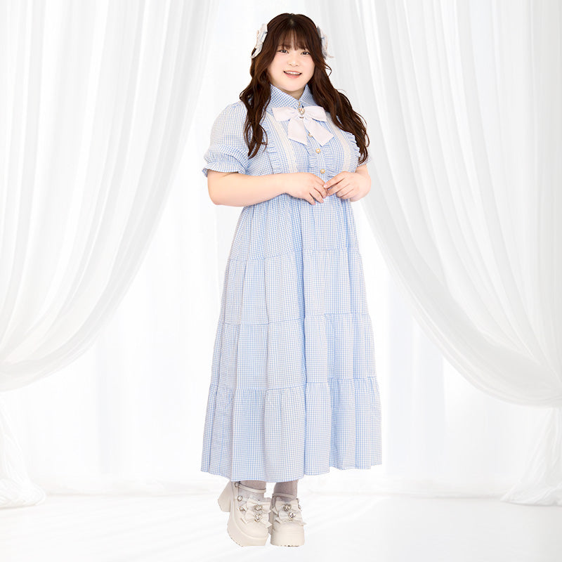大きいサイズレディースそらいろプリンセスのふわふわティアードワンピ（3L/4L/5L/6L）/Taberunosky（タベルノスキー）