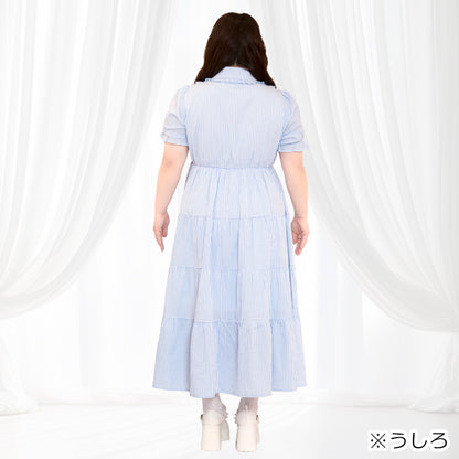 大きいサイズレディースそらいろプリンセスのふわふわティアードワンピ（3L/4L/5L/6L）/Taberunosky（タベルノスキー）