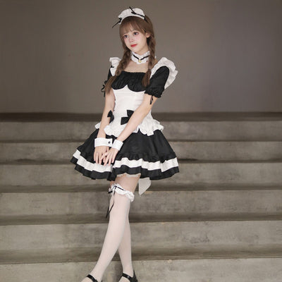 BIGリボンメイド服セットアップ (2L/3L/4L/5L/6L)/大きいサイズ/コスプレ/ハロウィン