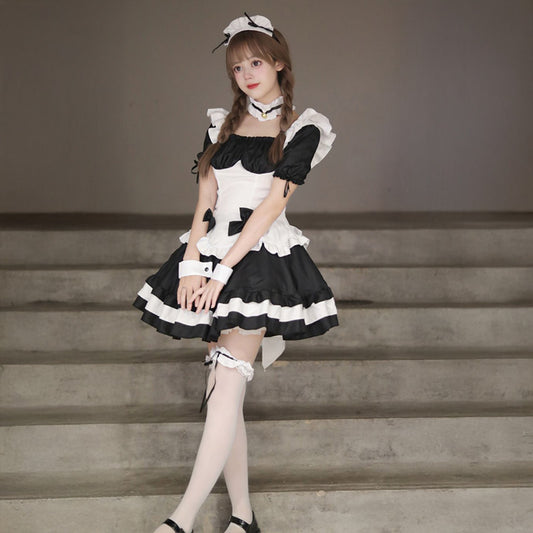 大きいサイズレディースBIGリボンメイド服セットアップ (2L/3L/4L/5L/6L)/大きいサイズ/コスプレ/ハロウィン