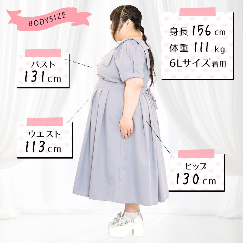 シュガーブルーボンボン・リボンワンピース（3L/4L/5L/6L）/Taberunosky（タベルノスキー）