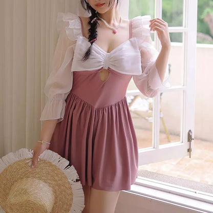 大きいサイズ ぽっちゃり水着シュガーリボンワンピース・スイムウェア (2L/3L/4L/5L/6L)(2L/3L/4L/5L/6L)