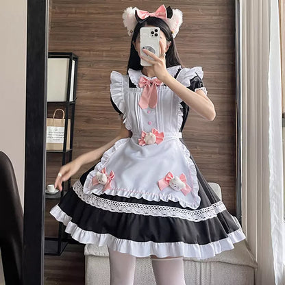 大きいサイズレディースパステルメイド服ワンピ―ス (2L/3L/4L/5L/7L)/コスプレ/ハロウィン