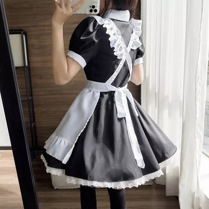 大きいサイズレディースミニフリルメイド服ワンピ―ス (2L/3L/4L/5L/6L)/コスプレ/ハロウィン