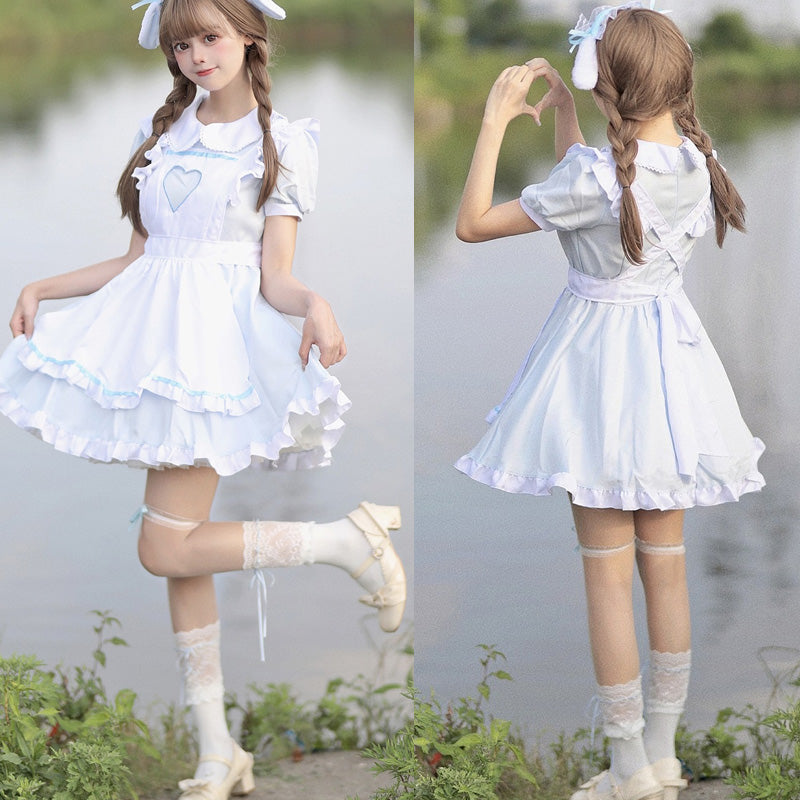 大きいサイズレディースうさぎさんメイド服ワンピ―ス (M/L/2L/3L/4L/5L/6L)/コスプレ/ハロウィン