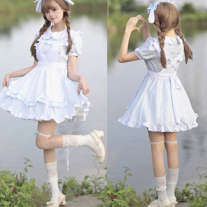 大きいサイズレディースうさぎさんメイド服ワンピ―ス (M/L/2L/3L/4L/5L/6L)/コスプレ/ハロウィン
