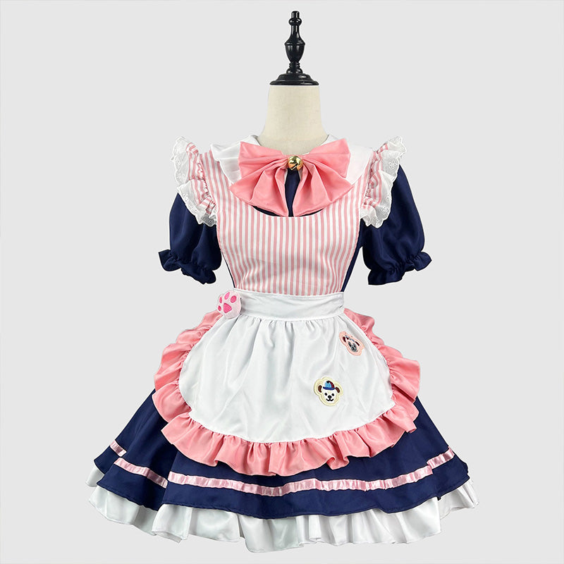 大きいサイズレディースくまさんワッペンのコンカフェメイド服 (M/L/2L/3L/4L/5L/6L)/コスプレ/ハロウィン