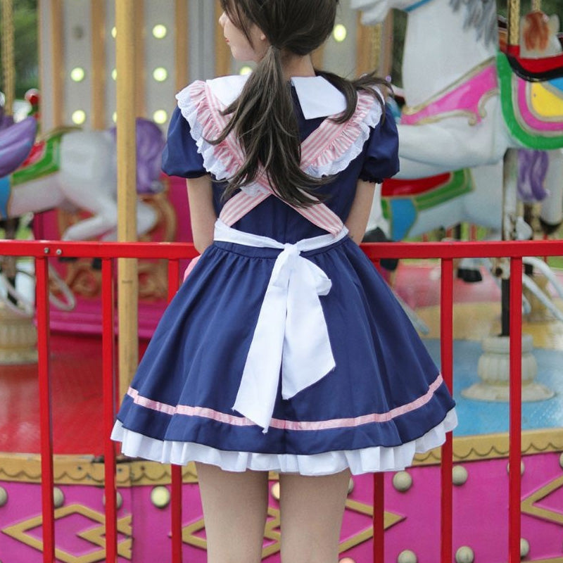 大きいサイズレディースくまさんワッペンのコンカフェメイド服 (M/L/2L/3L/4L/5L/6L)/コスプレ/ハロウィン