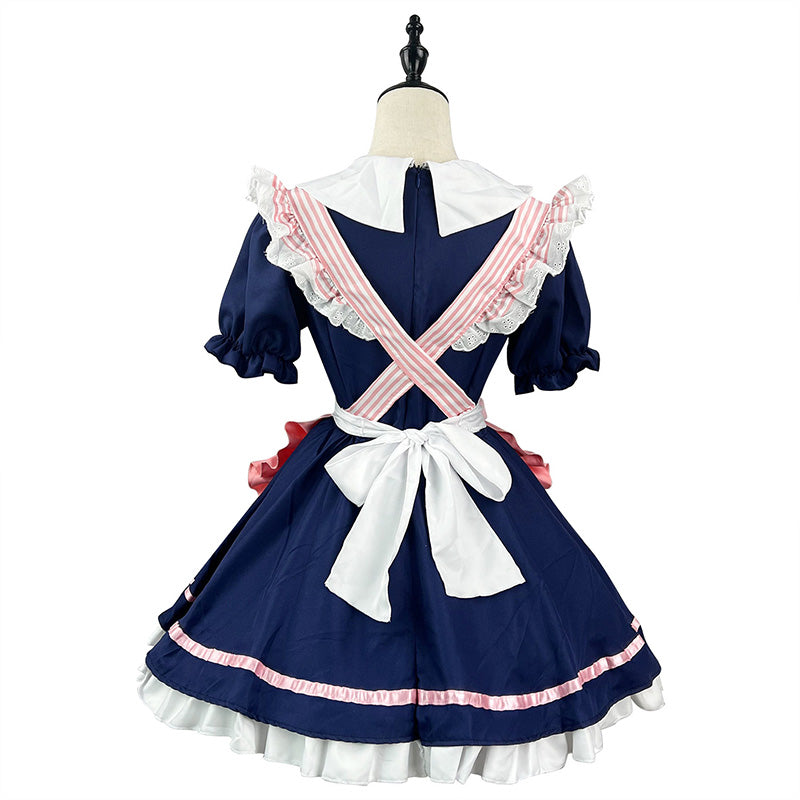 大きいサイズレディースくまさんワッペンのコンカフェメイド服 (M/L/2L/3L/4L/5L/6L)/コスプレ/ハロウィン