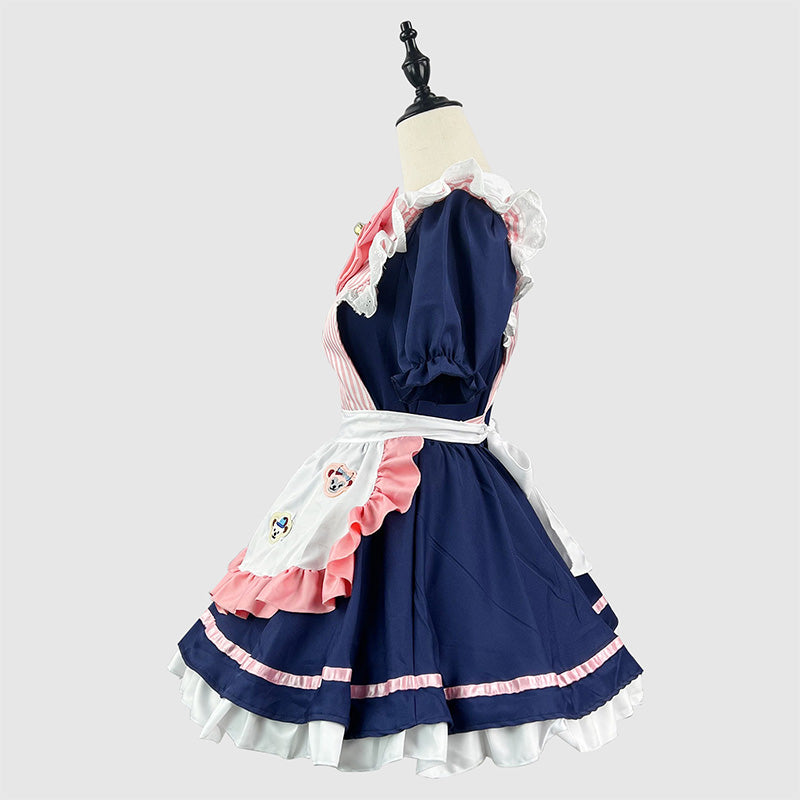 大きいサイズレディースくまさんワッペンのコンカフェメイド服 (M/L/2L/3L/4L/5L/6L)/コスプレ/ハロウィン