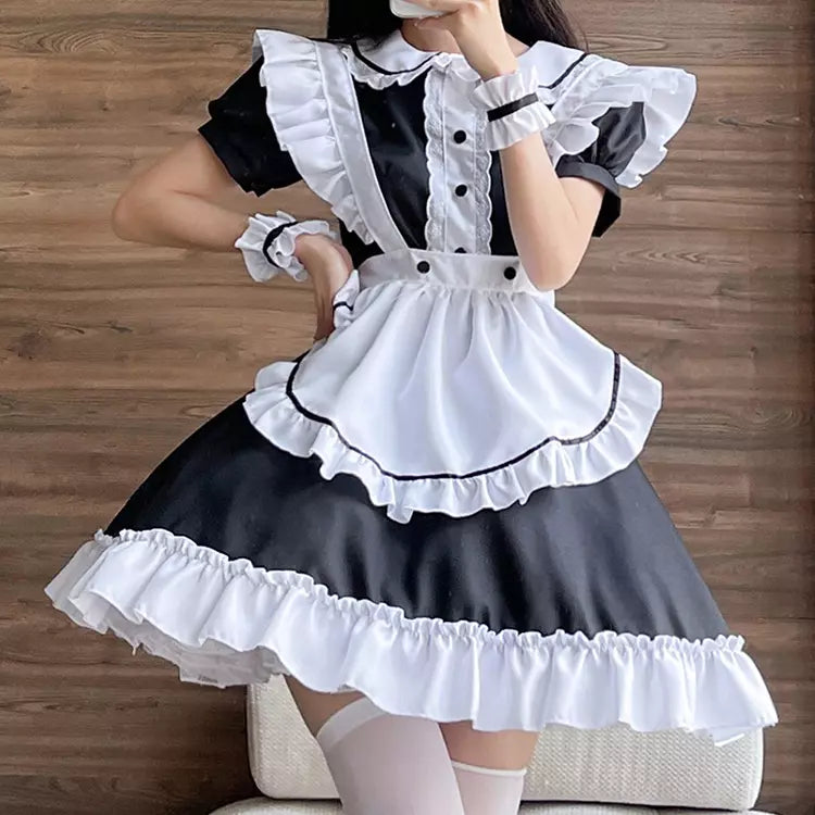 大きいサイズレディースお茶会メイド服ワンピ―ス (2L/3L/4L/5L/6L)/コスプレ/ハロウィン
