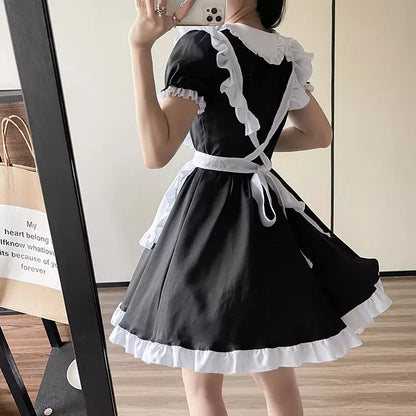 大きいサイズレディースハートフリルメイド服ワンピ―ス (2L/3L/4L/5L/6L)/コスプレ/ハロウィン