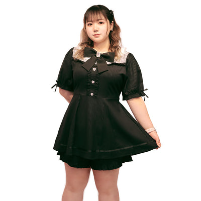 Striped Landmine-chan Short Sleeve Set (3L/4L/5L/6L) / Taberunosky