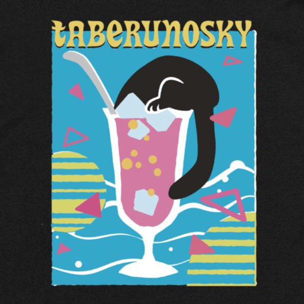 大きいサイズぽっちゃり≪受注生産≫Vintage Posterピンクソーダ・Tシャツ/Taberunosky(タベルノスキー)オリジナルイラスト４L着用