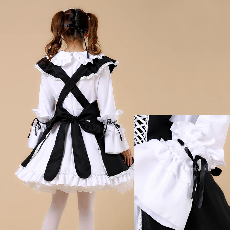大きいサイズレディースBlackプリティメイド服ワンピ―ス (M/L/2L/3L/4L/5L)/大きいサイズ/コスプレ/ハロウィン