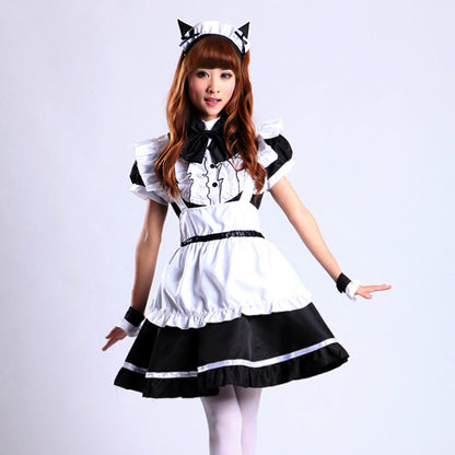 大きいサイズレディースネコミミシルエットメイド服ワンピ―ス (2L/3L/4L/5L/6L)/大きいサイズ/コスプレ/ハロウィン