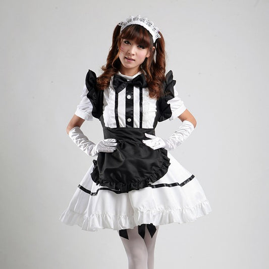 大きいサイズレディースモノトーンメイド服ワンピ―ス (2L/3L/4L/5L/6L)/大きいサイズ/コスプレ/ハロウィン