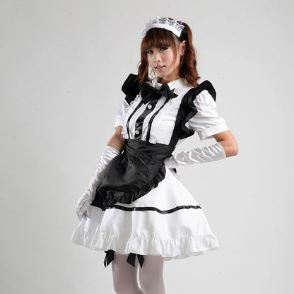 大きいサイズレディースモノトーンメイド服ワンピ―ス (2L/3L/4L/5L/6L)/大きいサイズ/コスプレ/ハロウィン