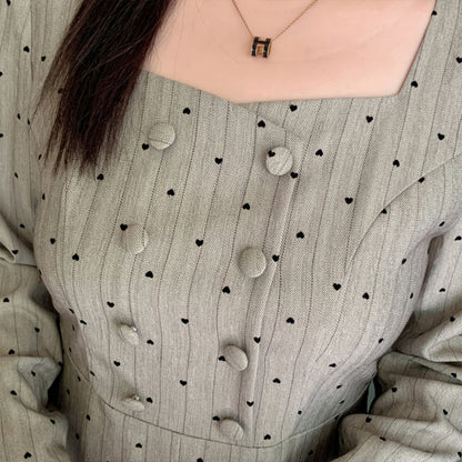 Striped Heart Dot French Dress (LL/3L/4L/5L)