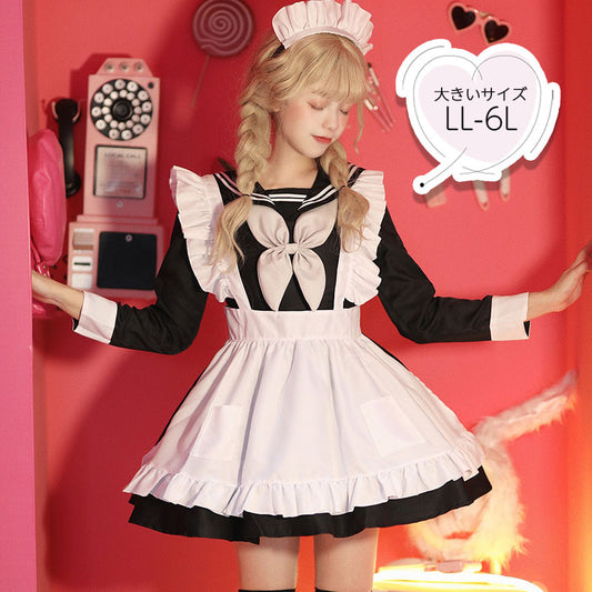 大きいサイズレディースセーラー風のメイドさん服 (2L/3L/4L/5L/6L)/コスプレ/ハロウィン