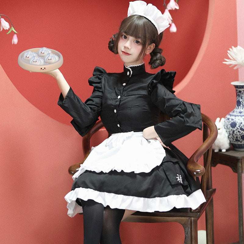 新品未使用 メイド服 チャイナ 大きいサイズ 3l コスプレ レディース 衣装 チャイナ風胸開きメイド服ワンピ―ス (2L/3L/4L/5L/6L)/コスプレ