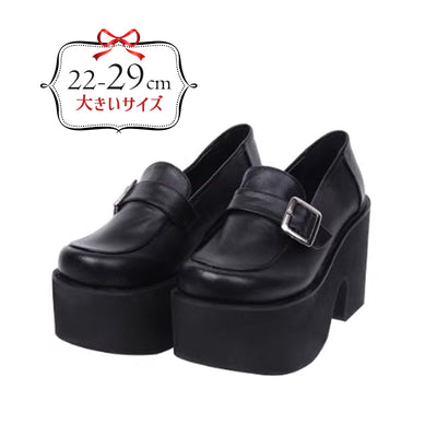 【29cmまでオーダーOK】■王道バックル厚底パンプス/大きいサイズの靴