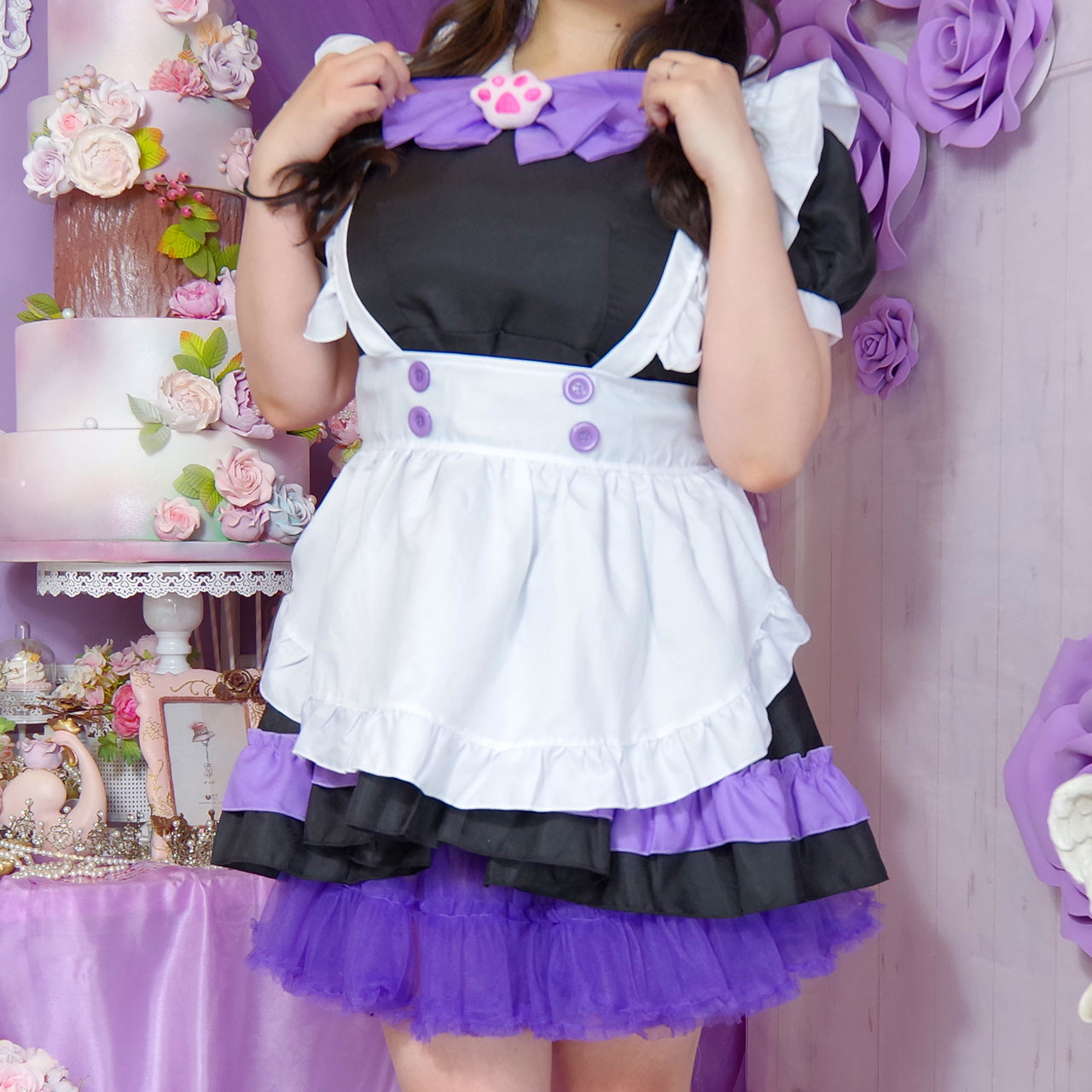 大きいサイズレディーストゥインクル肉球メイド服ワンピ―ス (2L/3L/4L/5L/6L)/大きいサイズ/コスプレ/ハロウィン