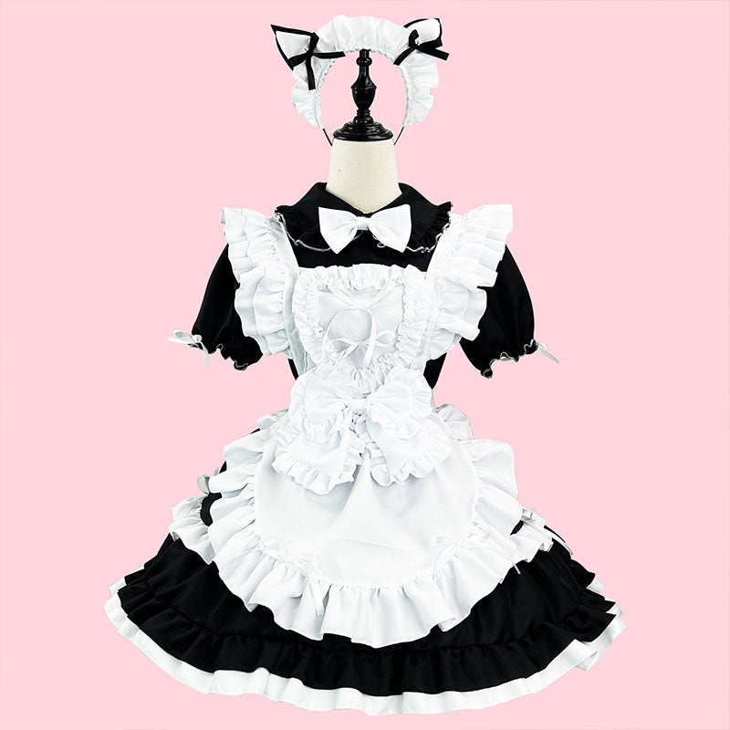 大きいサイズレディース猫耳リボンいっぱいにゃんメイド (M/L/2L/3L/4L/5L/6L)/コスプレ/ハロウィン