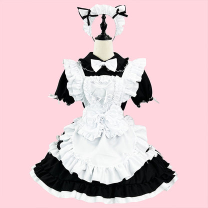 大きいサイズレディース猫耳リボンいっぱいにゃんメイド (M/L/2L/3L/4L/5L/6L)/コスプレ/ハロウィン
