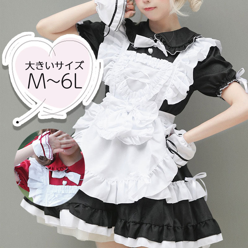 大きいサイズレディース猫耳リボンいっぱいにゃんメイド (M/L/2L/3L/4L/5L/6L)/コスプレ/ハロウィン